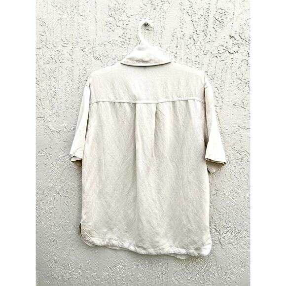 NWT Dynamite Short Sleeve Rainy Day Linen Button Down Blouse Beige Women's XS - Picture 7 of 7